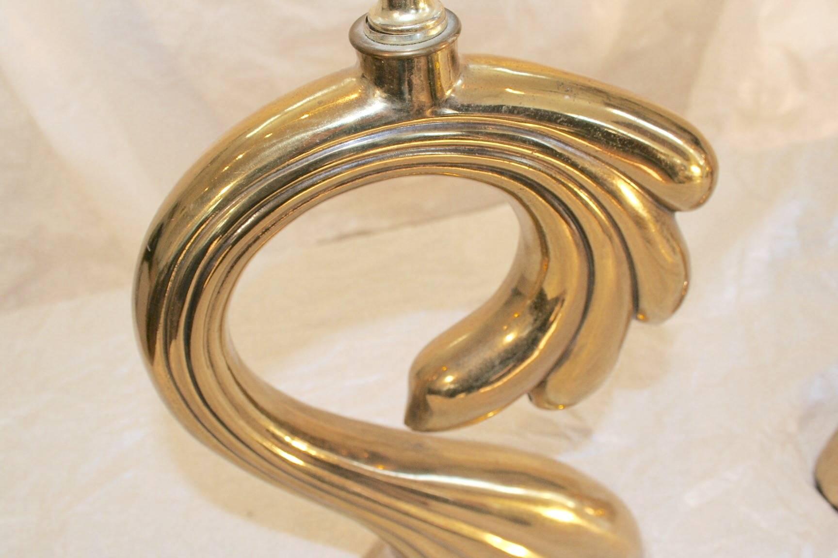 Mid-Century Modern Pair of Vintage Brass Pierre Cardin Lamps