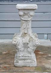 Antique Stone Lion Mask Pedestal