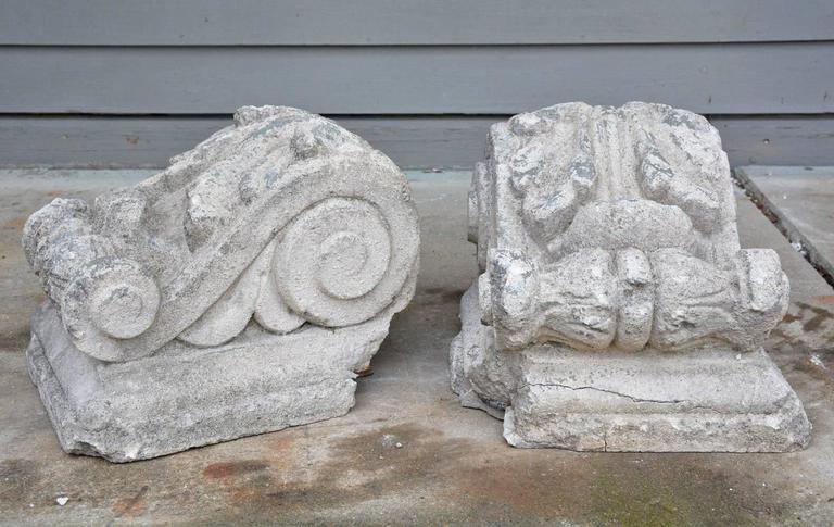 Pair Of Antique Cast Stone Corbels At 1stdibs
