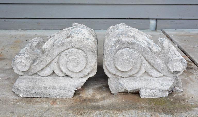 Pair Of Antique Cast Stone Corbels At 1stdibs