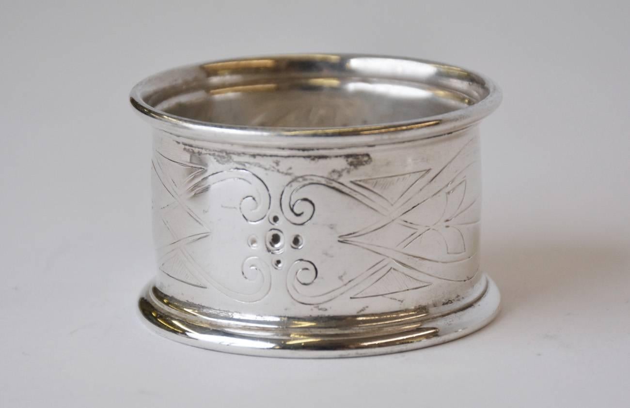 Victorian Collection of Four English Antique Silver Napkin Rings