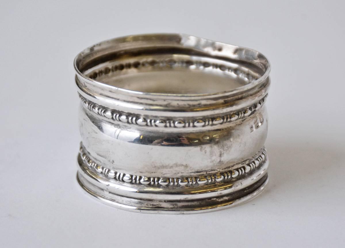 19th Century Collection of Four English Antique Silver Napkin Rings