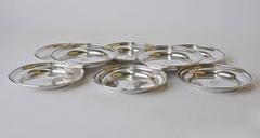 Eight Art Deco Sterling Wine Glass Coasters by Cartier