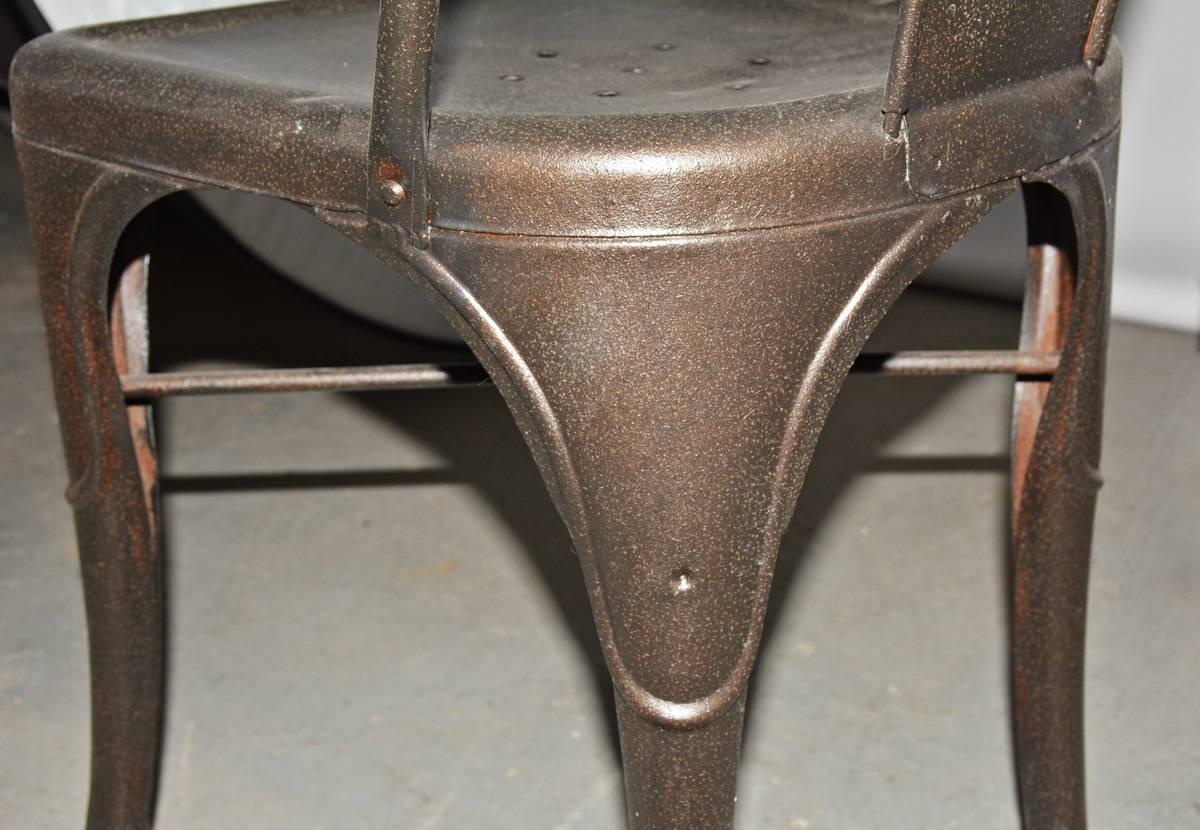 Four Tolix Style Industrial Metal Bistro Chairs In Good Condition In Sheffield, MA