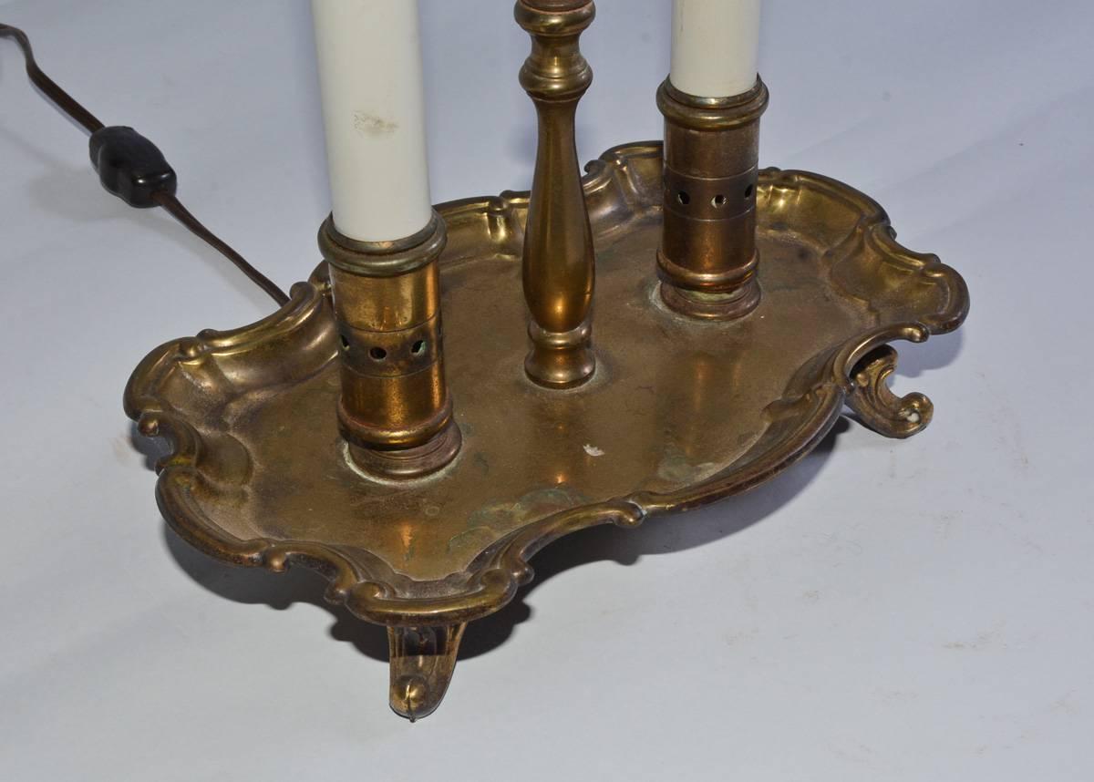 Rococo measure check Vintage Brass Bouillotte Table/Desk Lamp