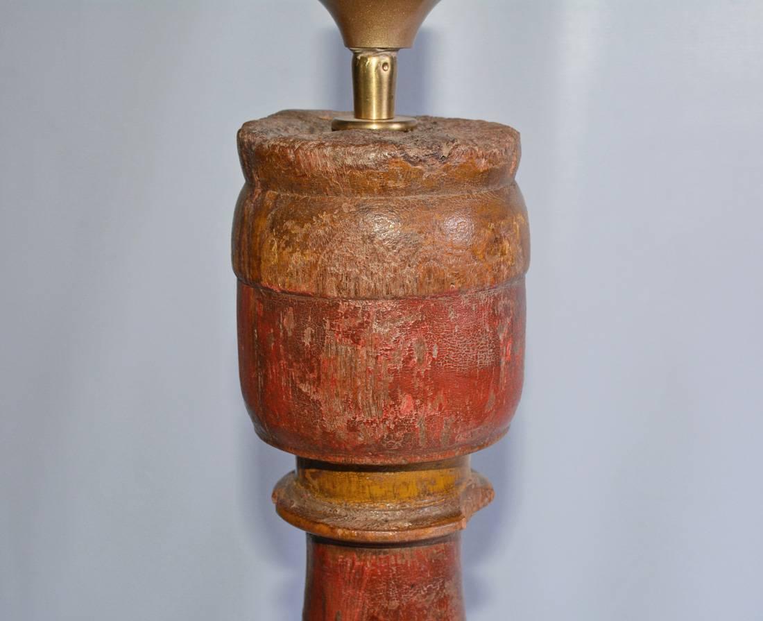 wood spindle lamp