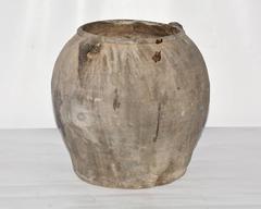 Unglazed Chinese Clay Pot or Jar with Handles