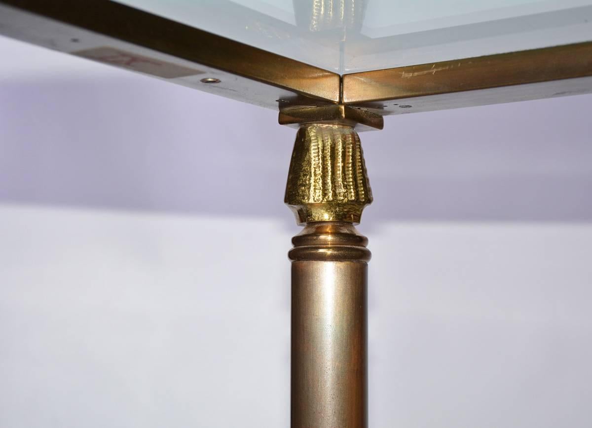 20th Century Pair of Bronzed Brass and Glass Top Console Tables