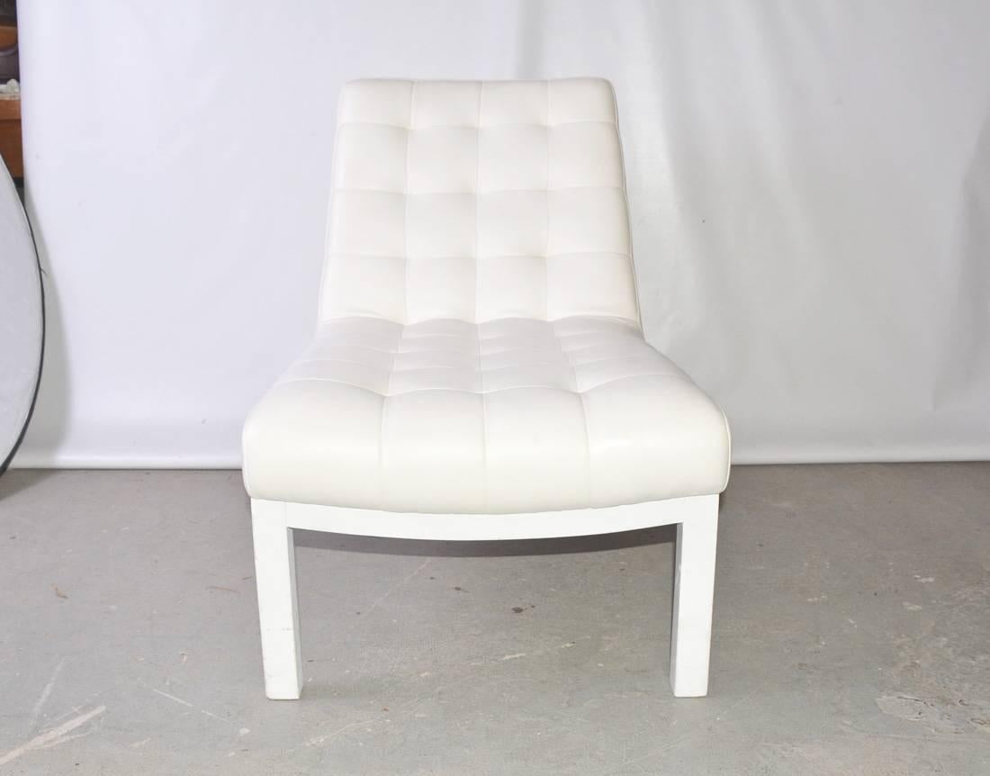 Mid-Century Modern Contemporary Tufted Leather Slipper Chair