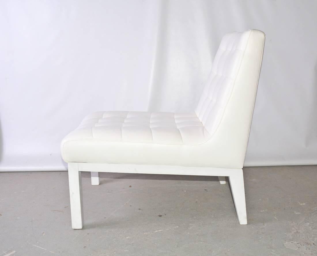 American Contemporary Tufted Leather Slipper Chair