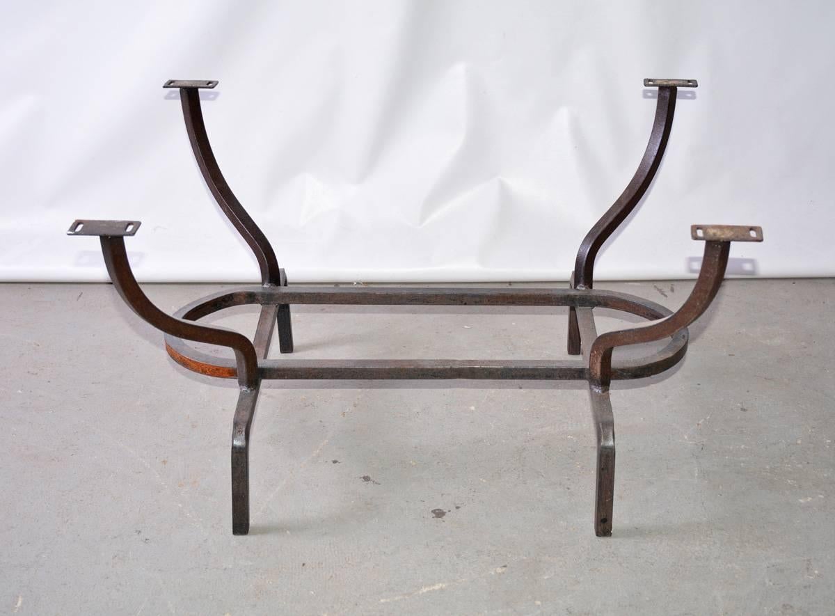 Cast Iron Metal Top Indoor or Outdoor Garden Coffee Table In Good Condition In Sheffield, MA