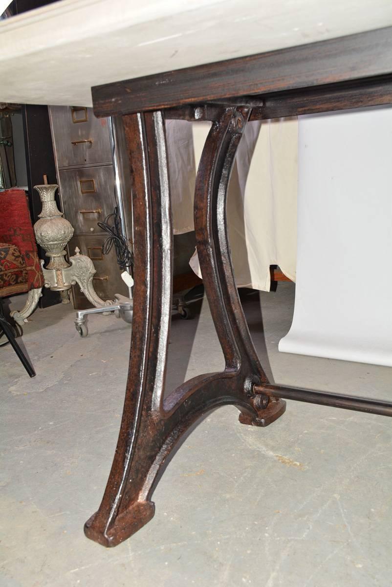 Industrial Cast Iron and Plank Top Dining Farm Table 1