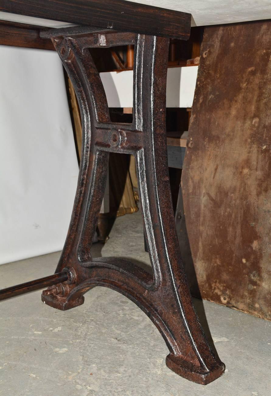 Industrial Cast Iron and Plank Top Dining Farm Table 2