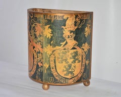 Vintage Coat-of-Arms Decoupage Waste Basket