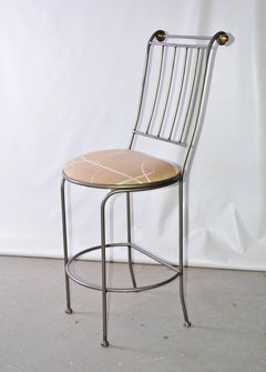 Zeitgenössischer Barhocker aus Edelstahl und Messing