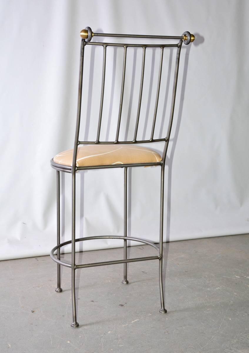 Other Contemporary Stainless Steel and Brass Bar Stool