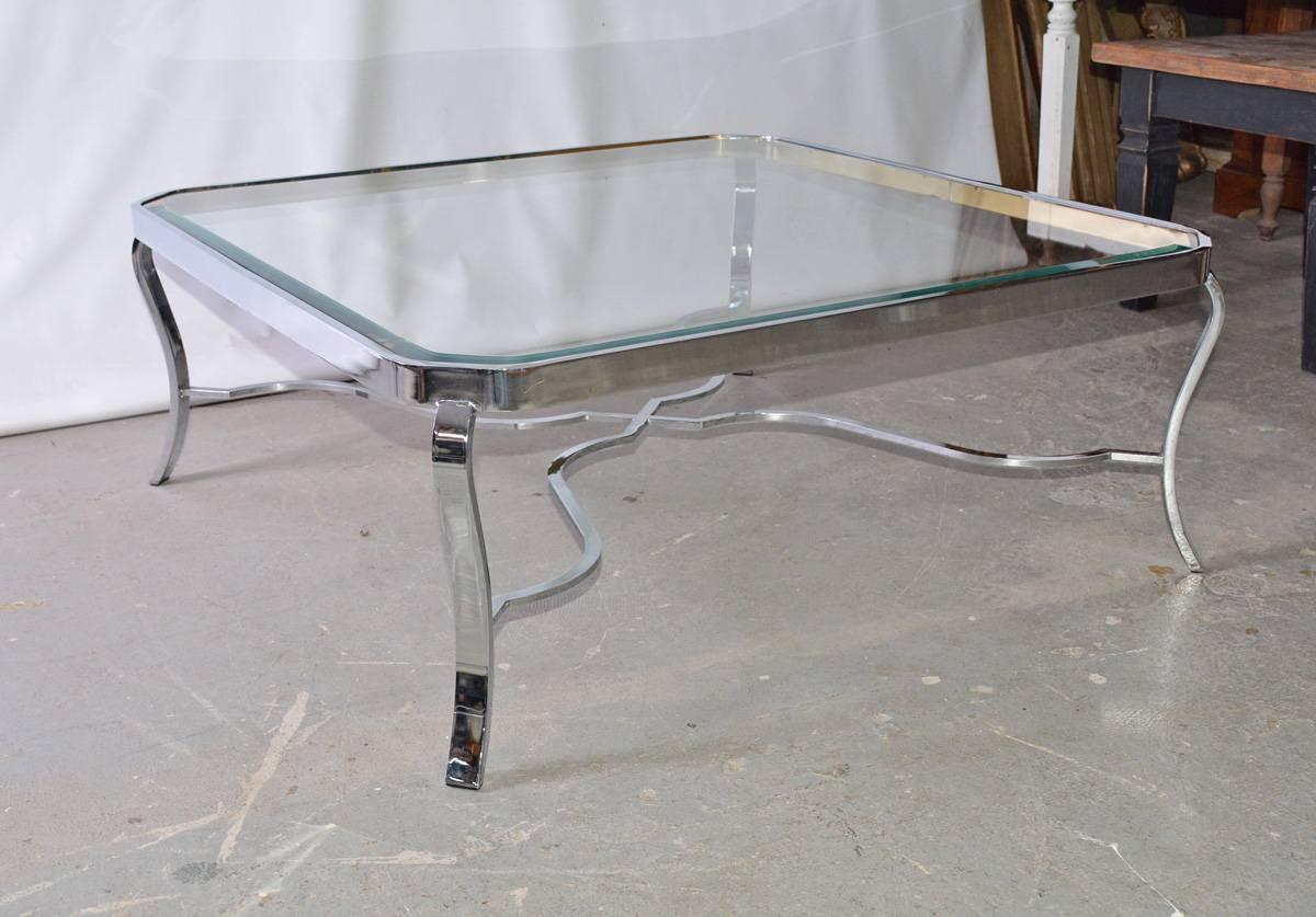 Modern Mid-Century Chrome and Glass Coffee Table