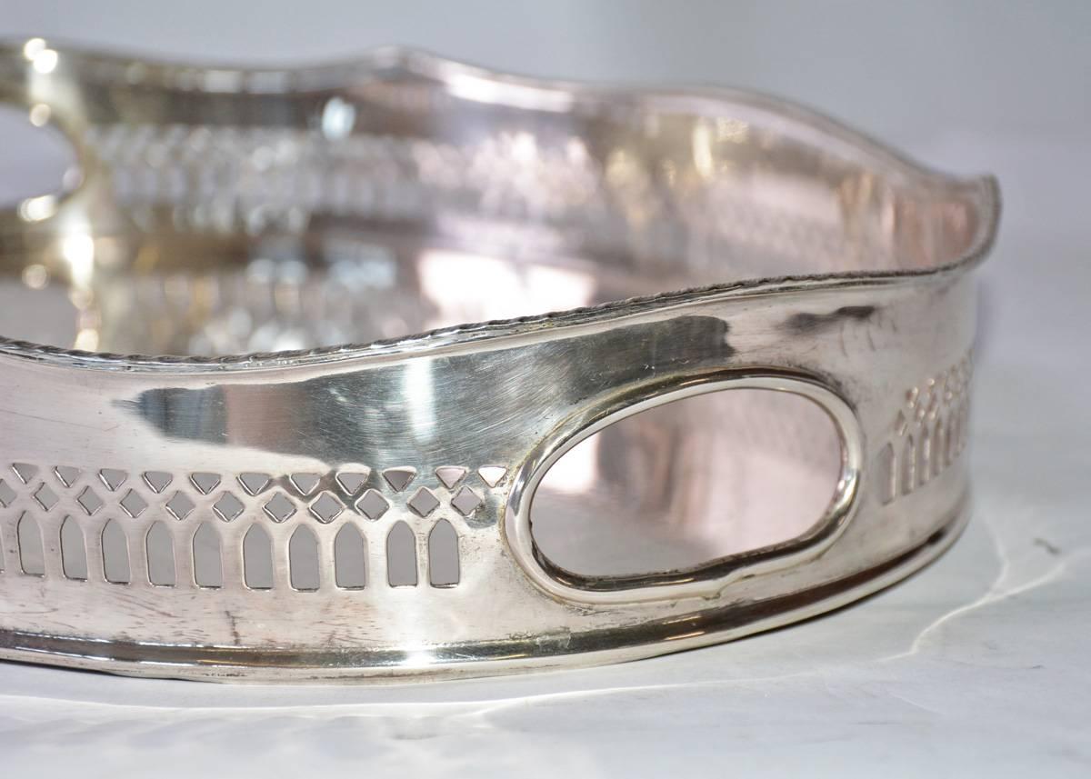Neoclassical Vintage Silver Plated Gallery Tray