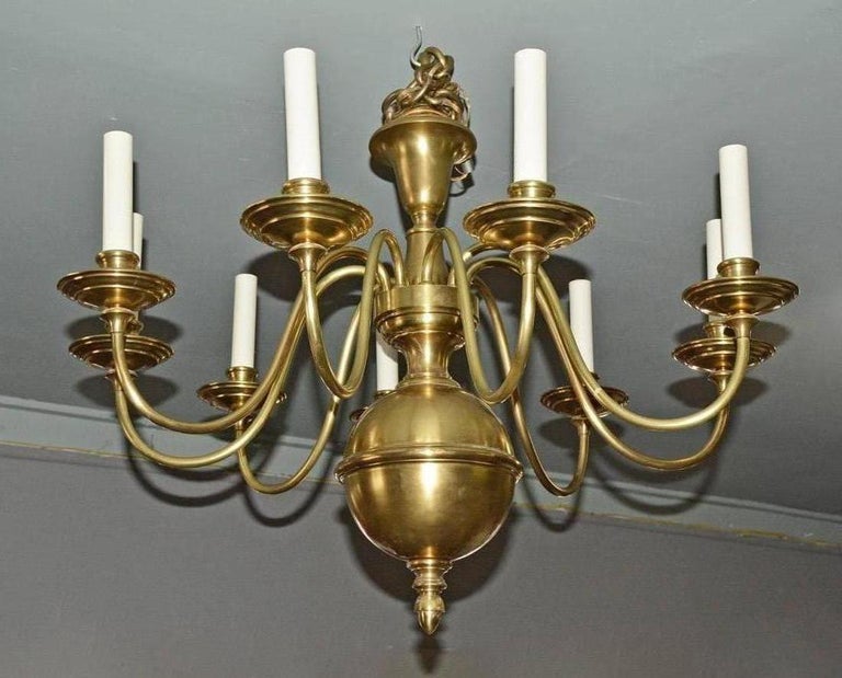 Classic 20th Century Solid Brass Chandelier For Sale at 1stDibs
