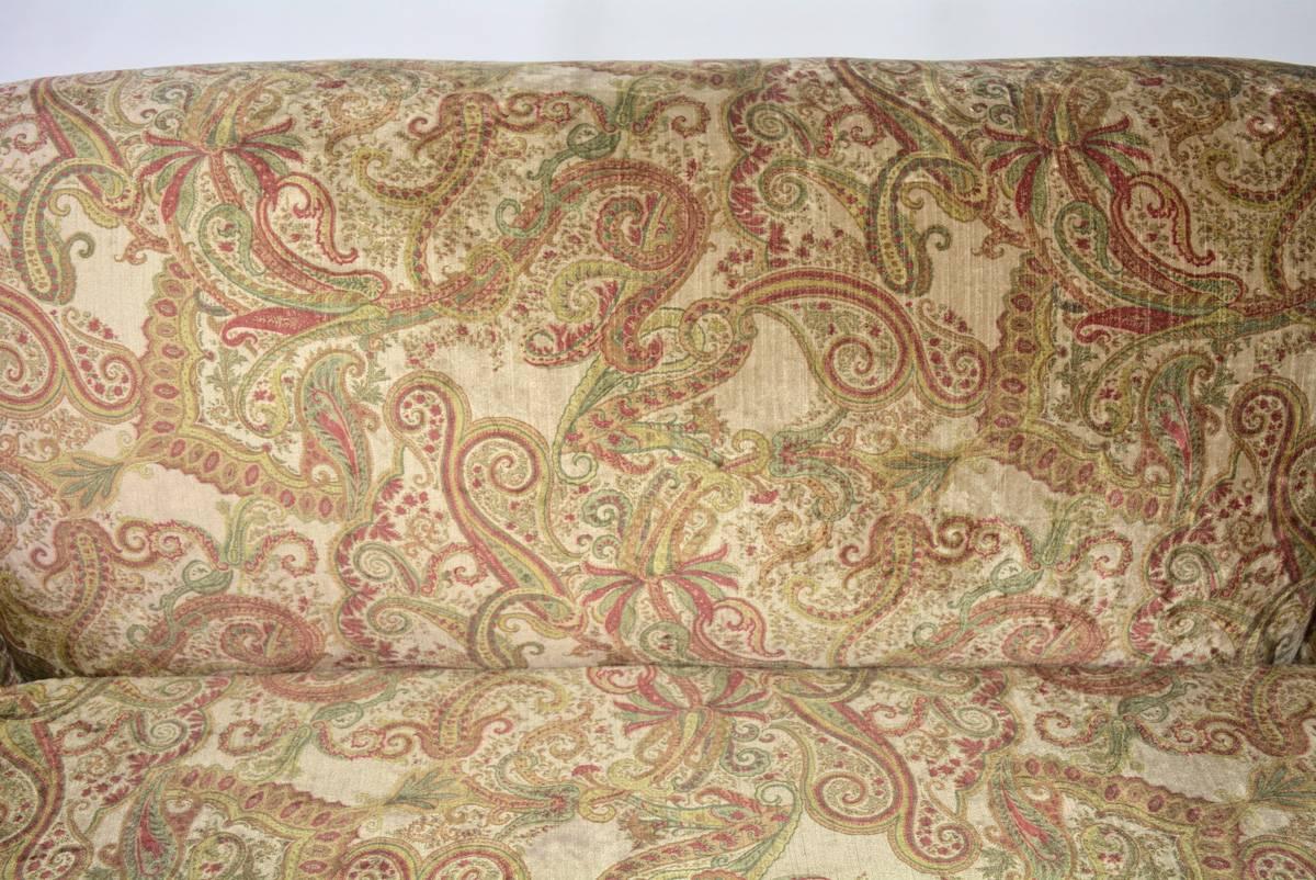 Hand-Crafted Napoleon III-Style Settee Covered in Paisley Velvet