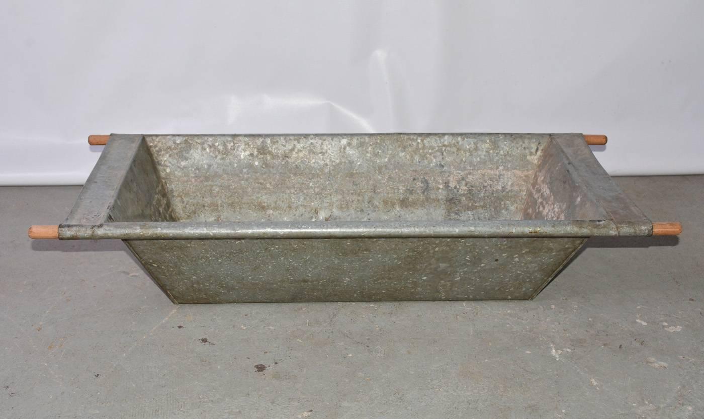 Large Galvanized Iron Troughs with Wood Handles, Sold Singly 1