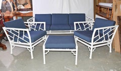 Four-Piece Metal Vintage Faux Bamboo Patio or Porch Set