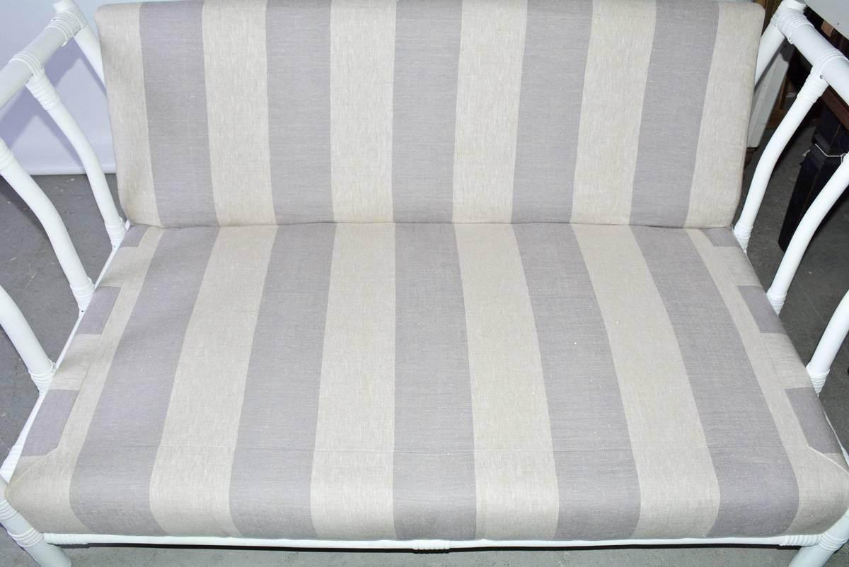 Machine-Made Midcentury Porch or Sun Room Upholstered Loveseat For Sale