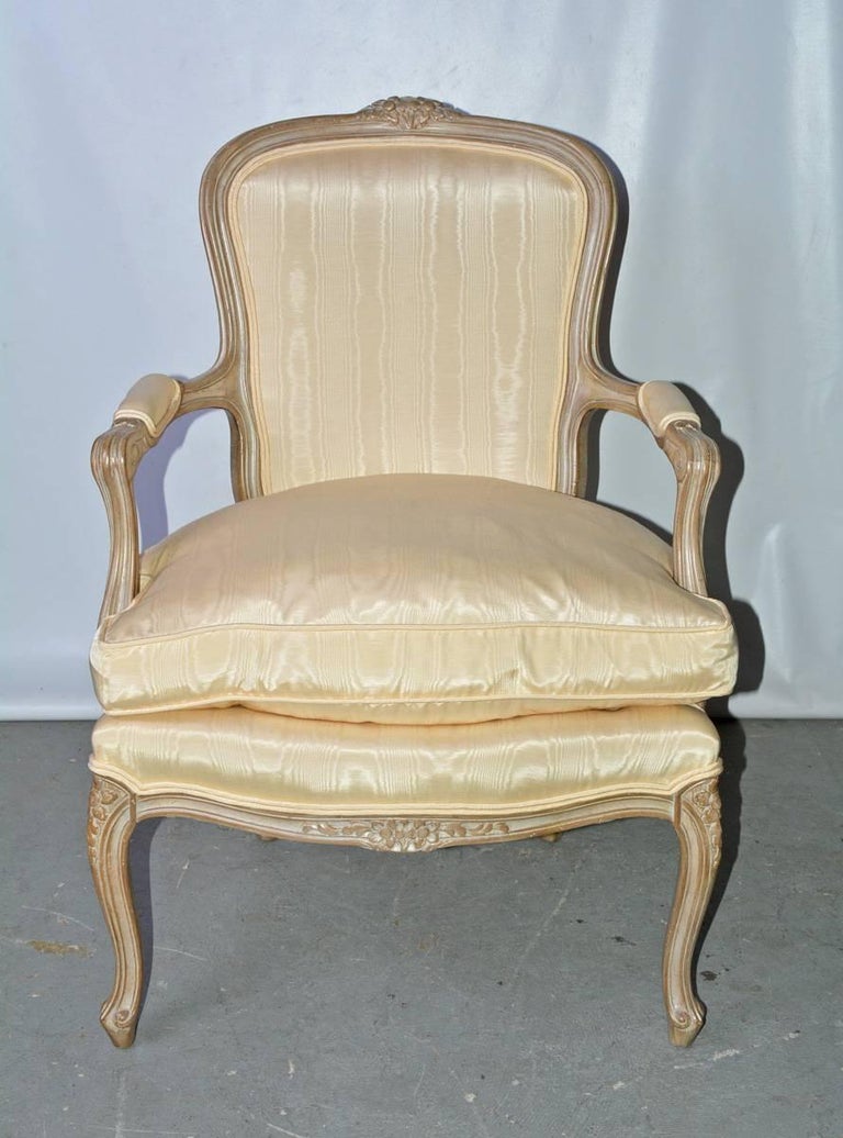 Vintage Cream Bergere Chair, Louis XV Style at 1stDibs