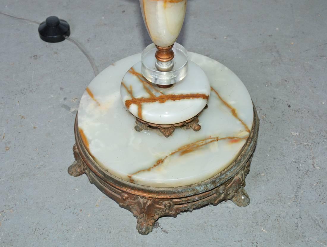 Baroque Art Deco Marble and Lucite Floor Lamp For Sale