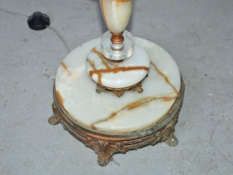 French Art Deco Marble and Lucite Floor Lamp For Sale