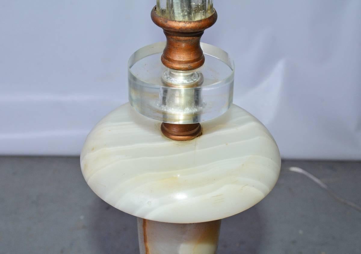 French Art Deco Marble and Lucite Floor Lamp For Sale