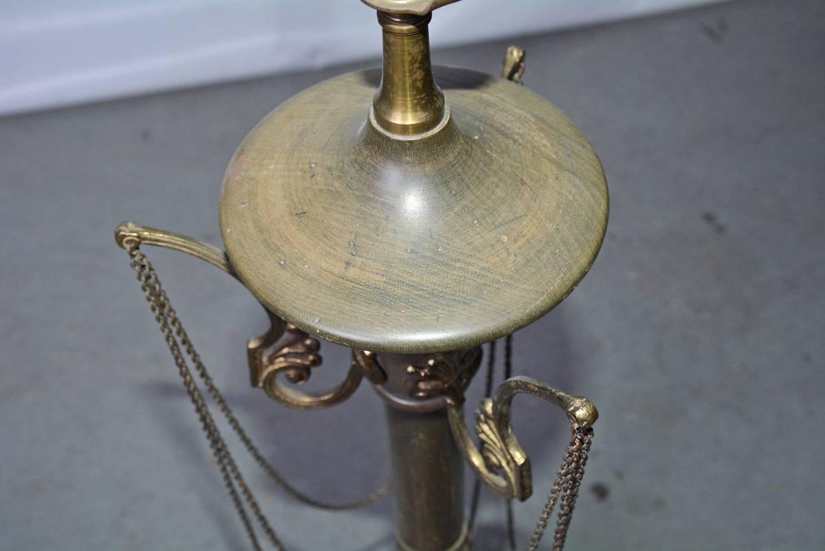 Antique Table Lamp a la Ancient Torchere In Fair Condition For Sale In Sheffield, MA