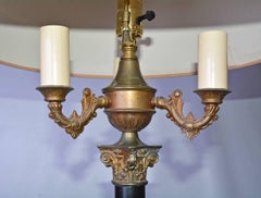 French Neo-Classical Black and Gilt Metal Column Floor Lamp