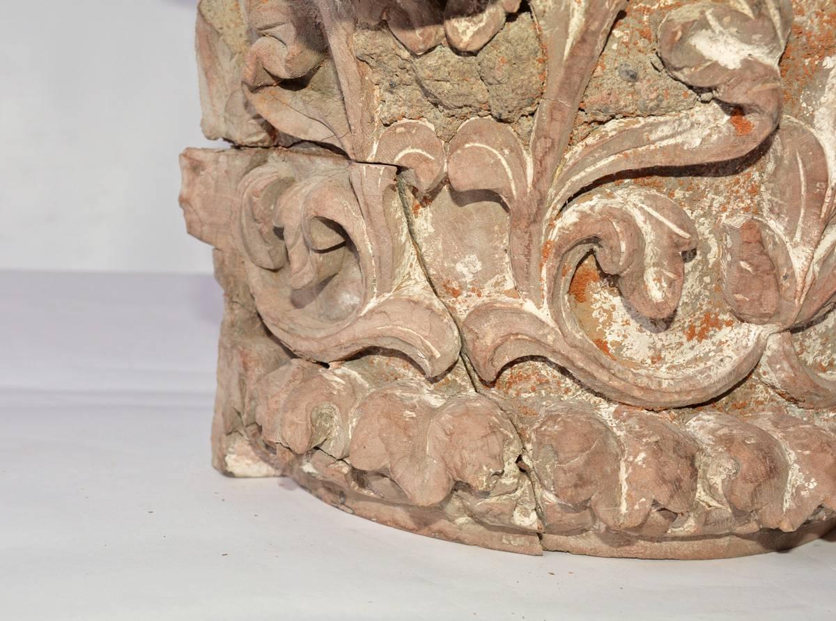Antique Hand-Carved Wood Corinthian Pilaster Capitals In Good Condition For Sale In Sheffield, MA