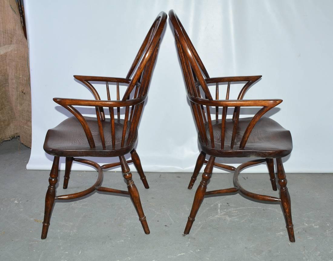 Elm Set of Eight Georgian Style Windsor Dining Chairs