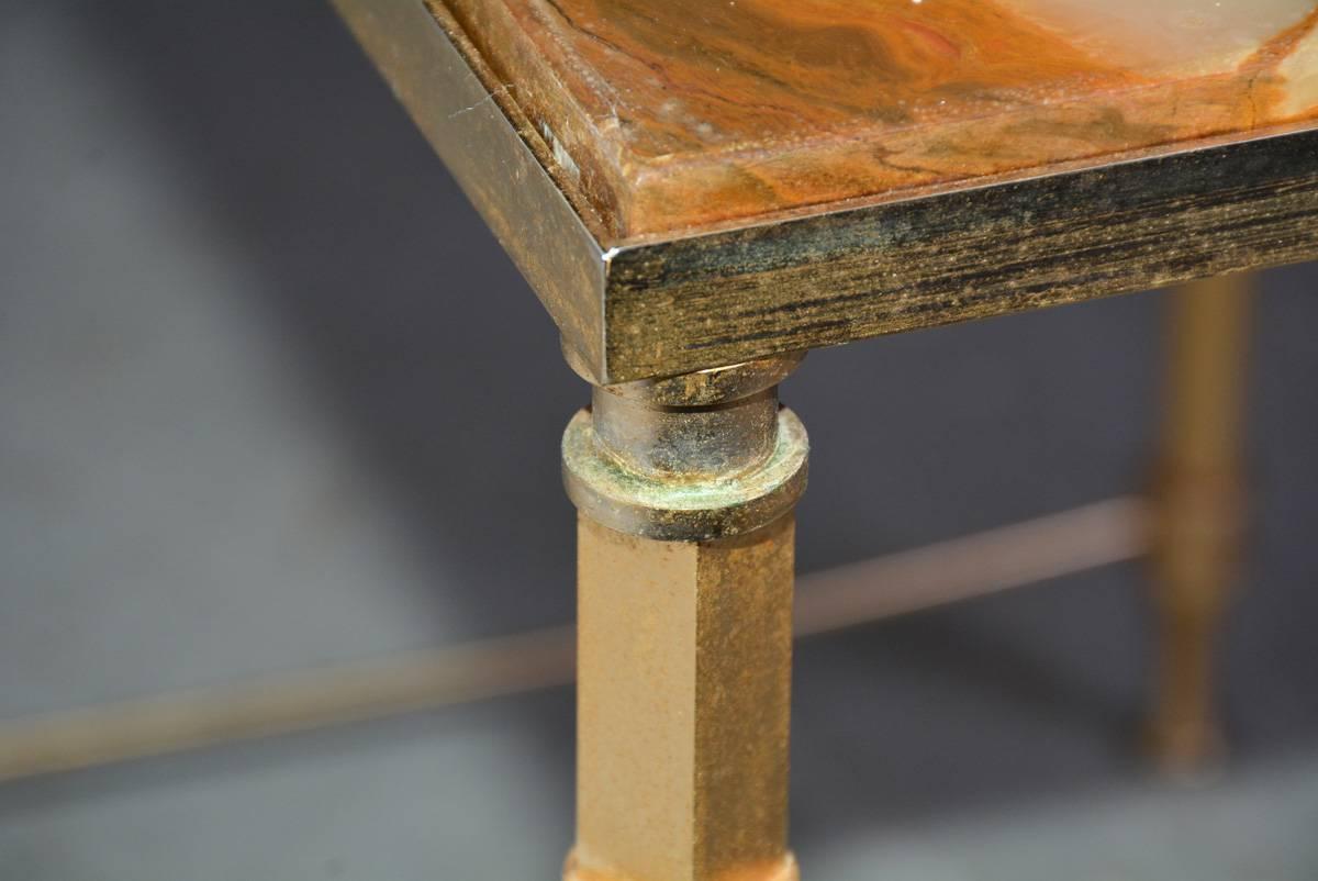 Brass Maison Jansen Onyx Side Table