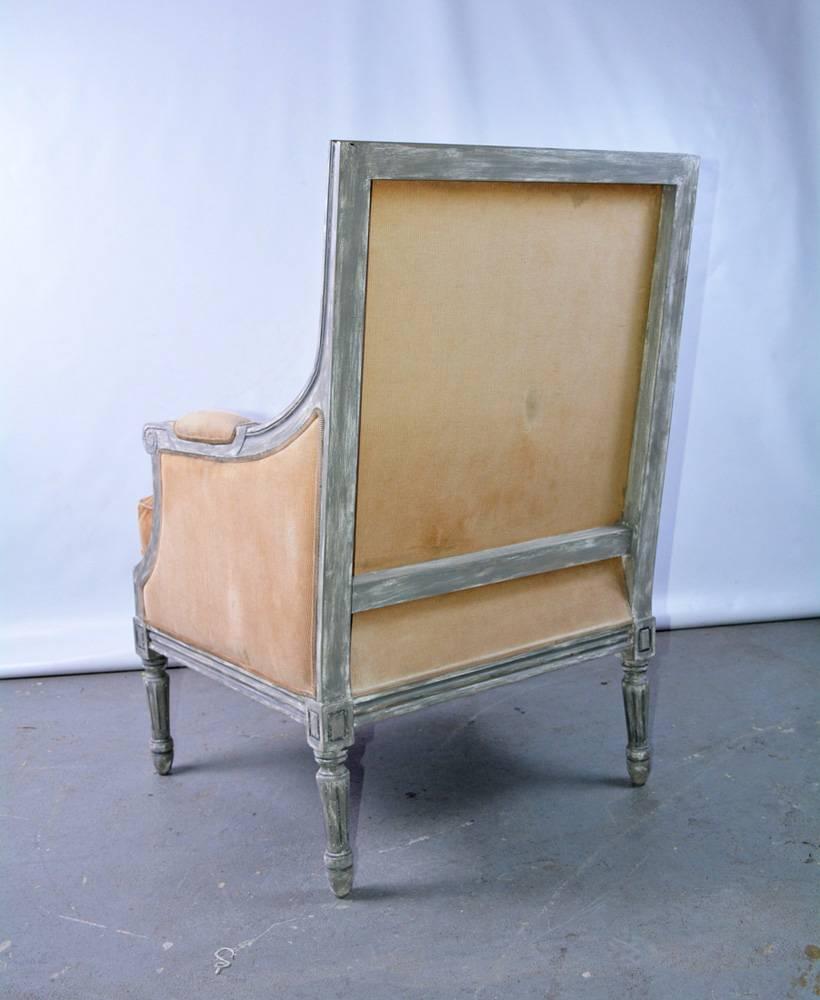 Hand-Painted French Louis XVI Style Painted Bergere Armchair