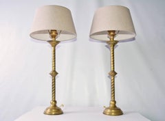 Gothic Style Brass Table Lamps with Belgium Linen Shade