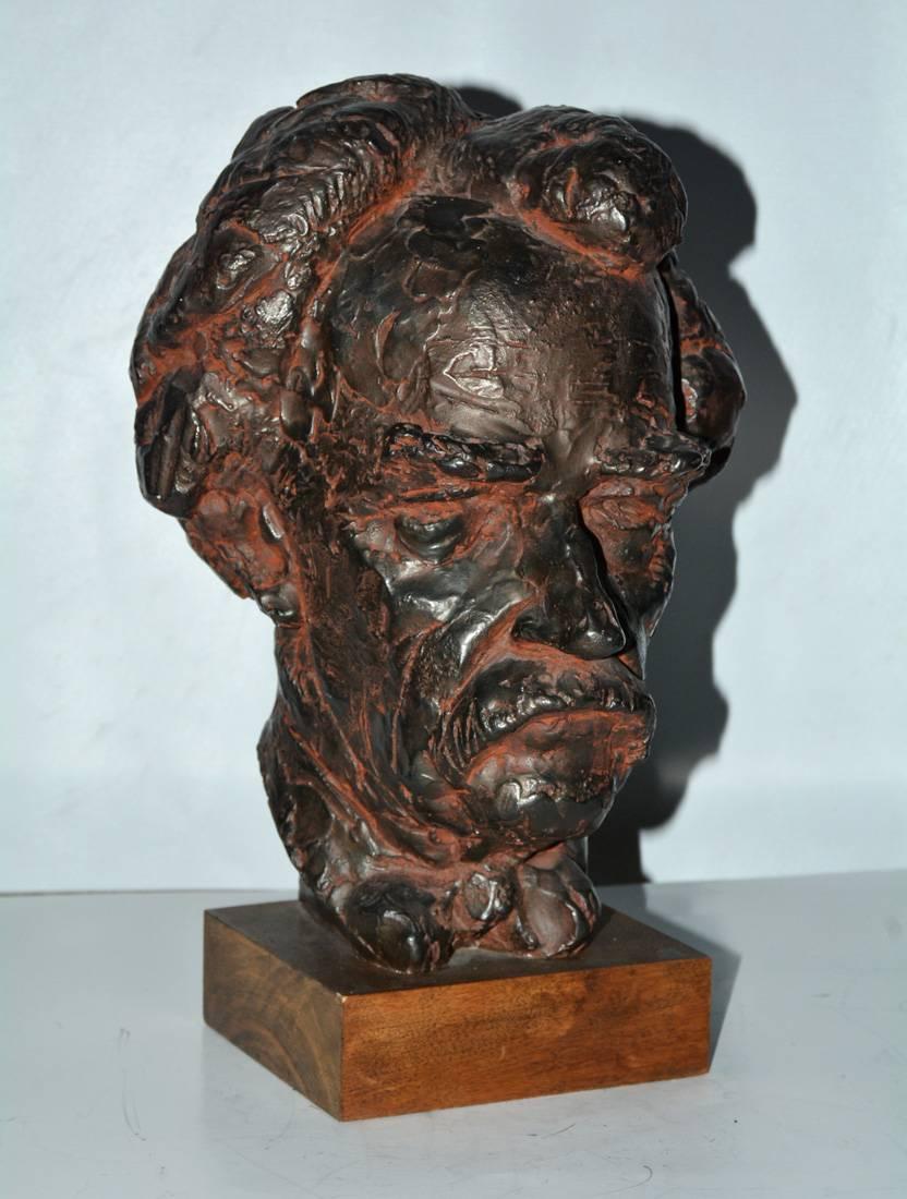 Américain Sculpture de tête, Mark Twain en vente