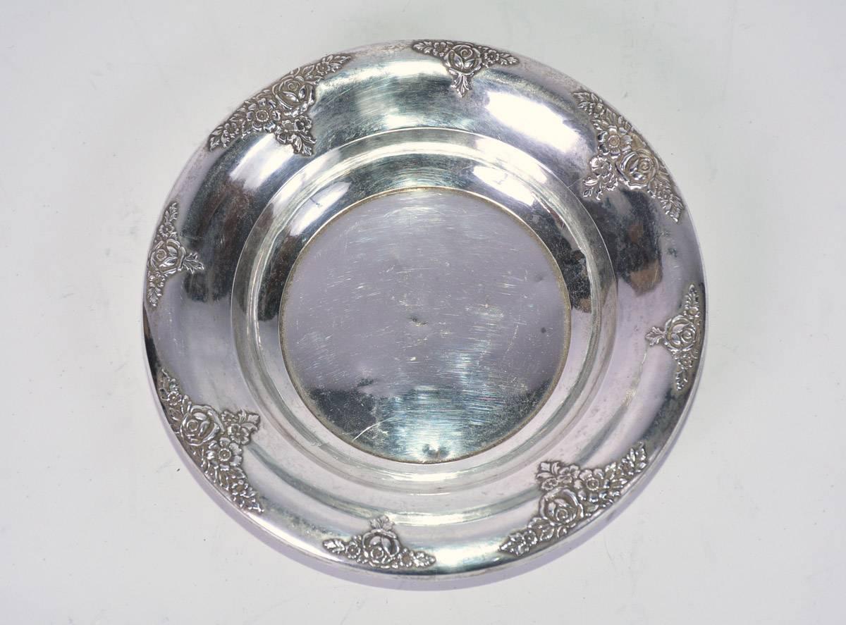 Other Mid-20th Century Sterling Candy Dish with Floral Motives For Sale