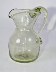 Vintage Handblown Green Glass Pitcher