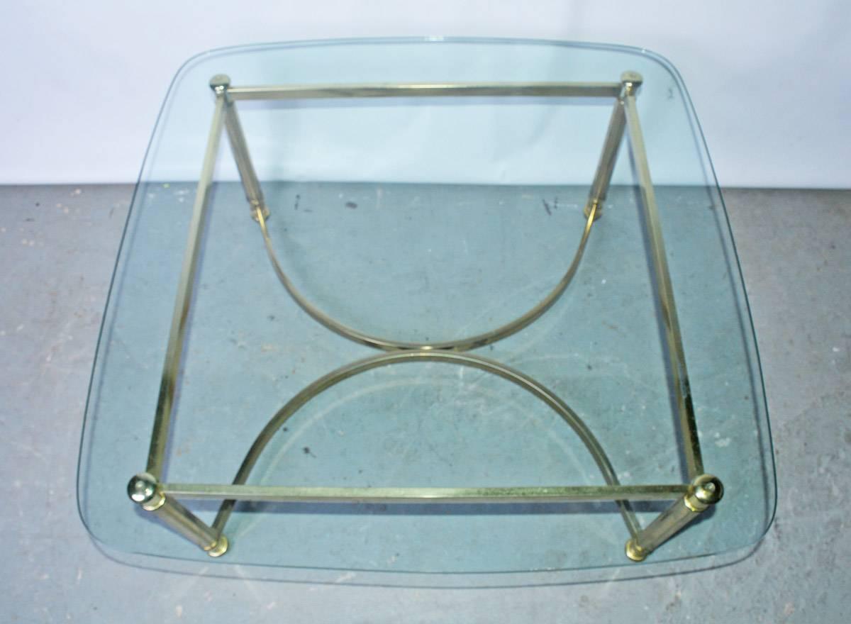 mid century brass and glass coffee table