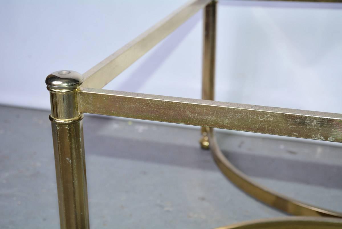 Mid-Century Modern Brass and Glass Top Coffee Table For Sale 2