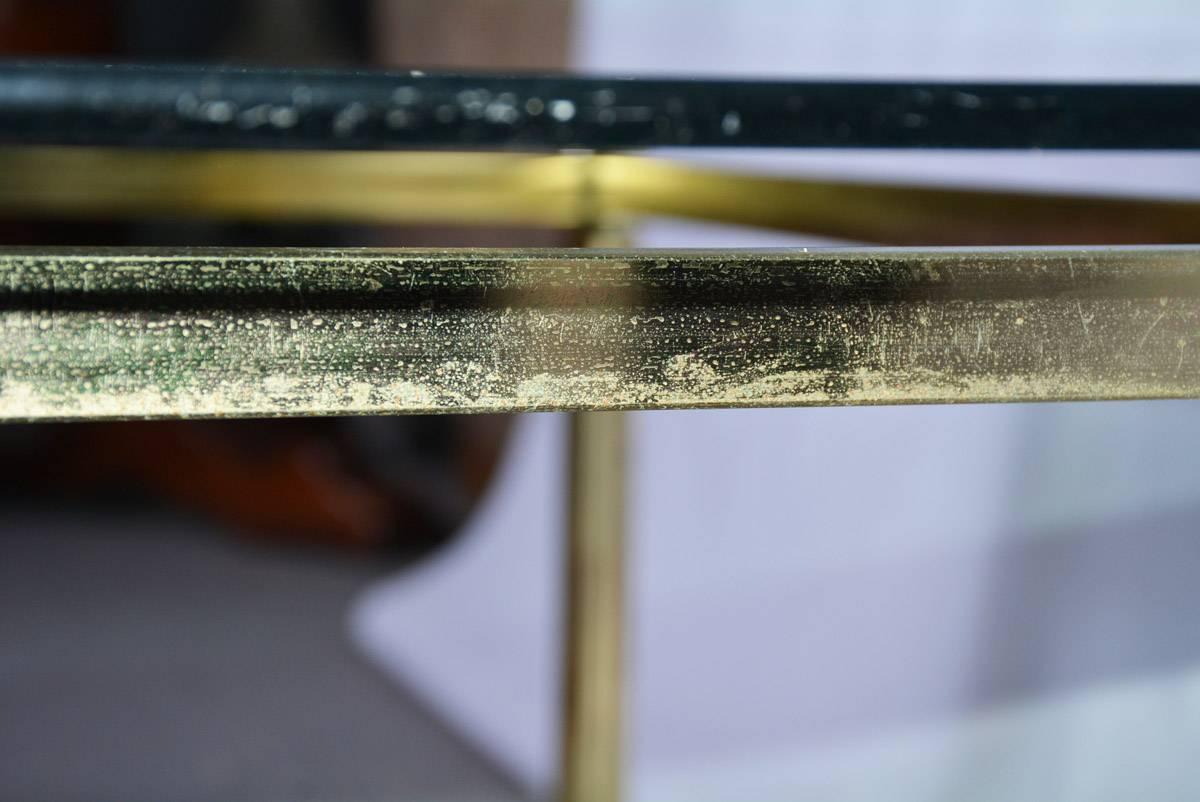 Mid-Century Modern Brass and Glass Top Coffee Table For Sale 4