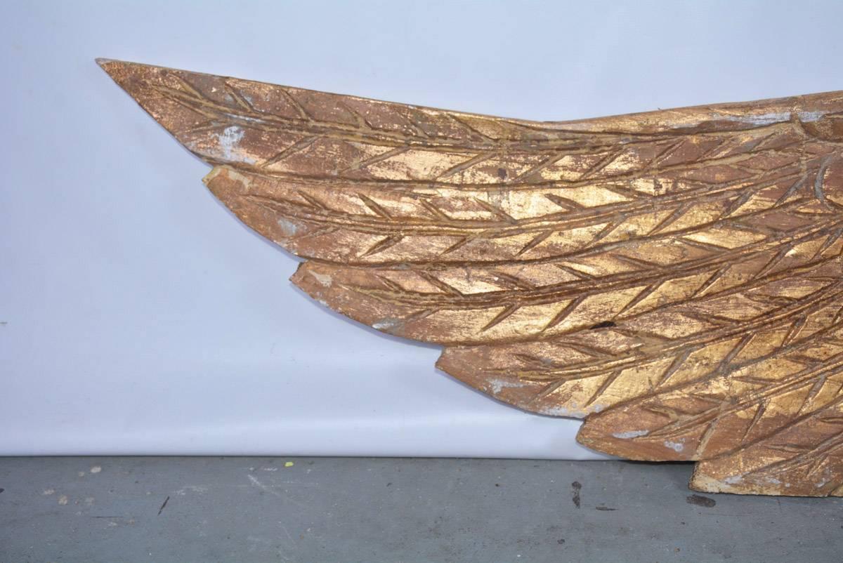 20th Century Pair of Ornamental Carved Wood Gilded Angel Wings