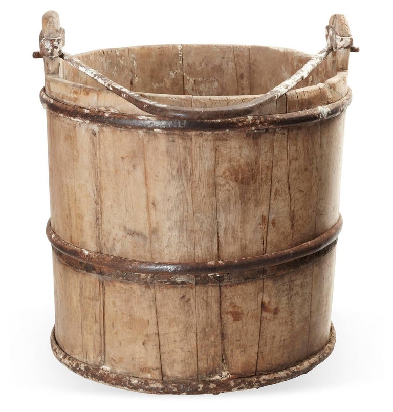 Antique Asian Wood Bucket For Sale at 1stDibs