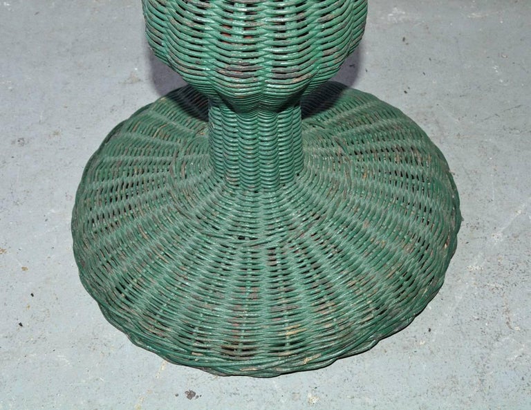 Green Wicker Basket Plant Stand at 1stDibs