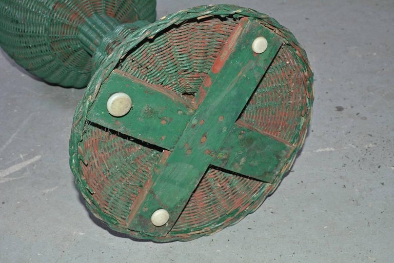 Green Wicker Basket Plant Stand at 1stDibs