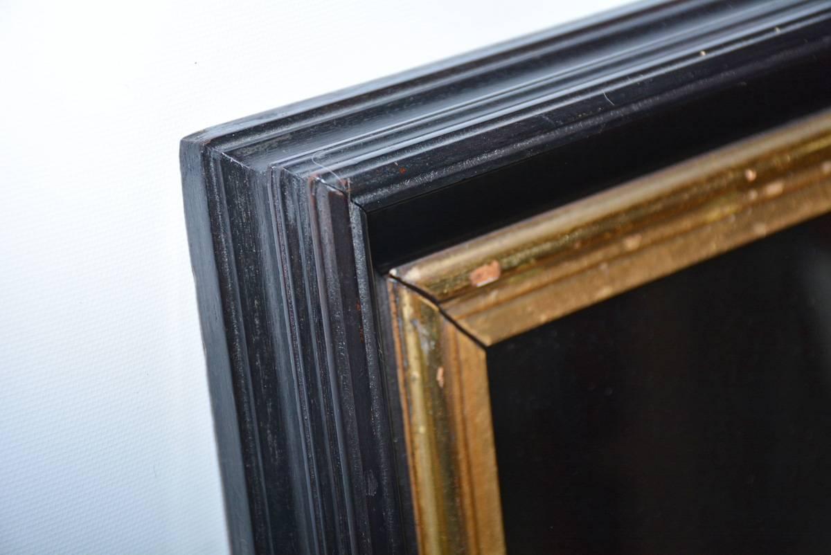 Neoclassical Vintage Black and Giltwood Mirror