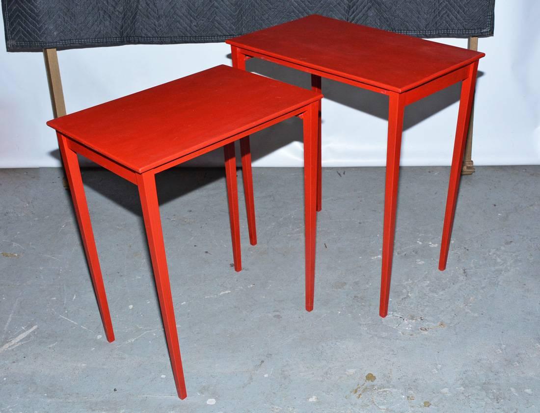American Vintage Four-Piece Red Lacquer Nesting Tables